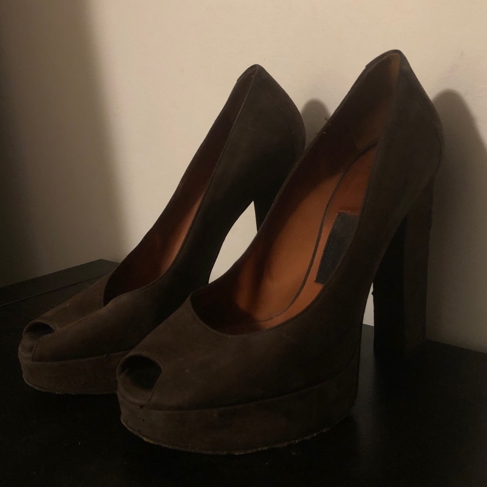 Authentic Lanvin Brown Suede Heels